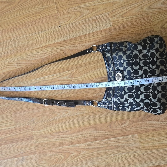 Coach Penelope Signature Sateen Hippie Crossbody Bag Black/Tan - Picture 10 of 11